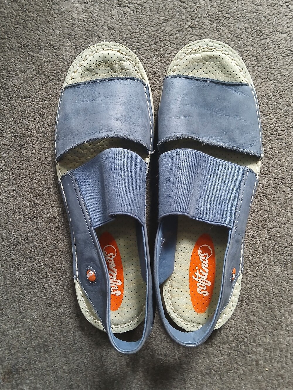 Softinos  Blue Leather Slip-On Women’s Sandals Size 37